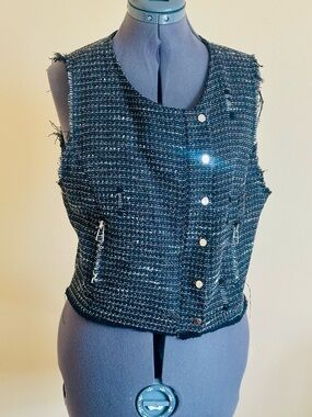 W118 By Walter Baker Tweed Button/Zipper Front Vest